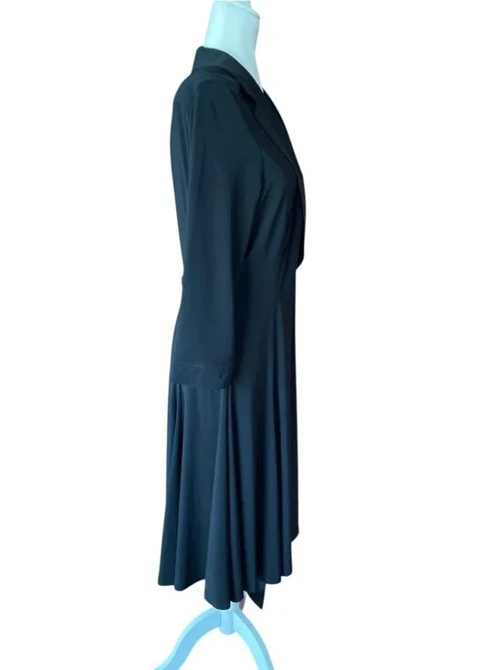 Ralph Lauren Black Wrap Dress Collared V-Neck 3/4 Sleeve Jersey Dress SZ 12 - Picture 3 of 10